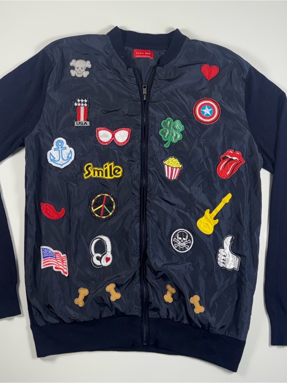 Zara Man Navy Jacket with Red Label